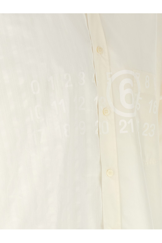 Рубашка из двух материалов Белая MM6 MAISON MARGIELA SH0DR0007MTN135961