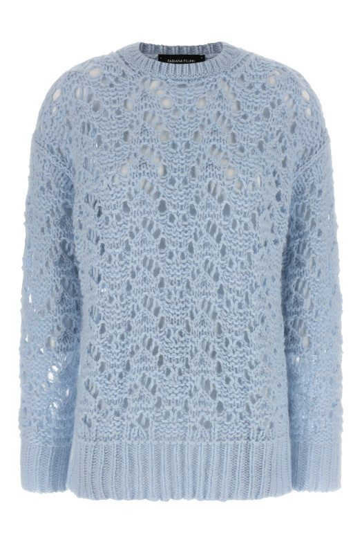 Свитер с ажурным узором СИНИЙ FABIANA FILIPPI MAD266F028L7425154