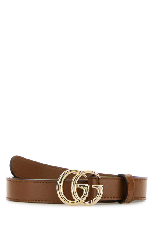 Brown leather GG belt GUCCI (4094170AAA5)