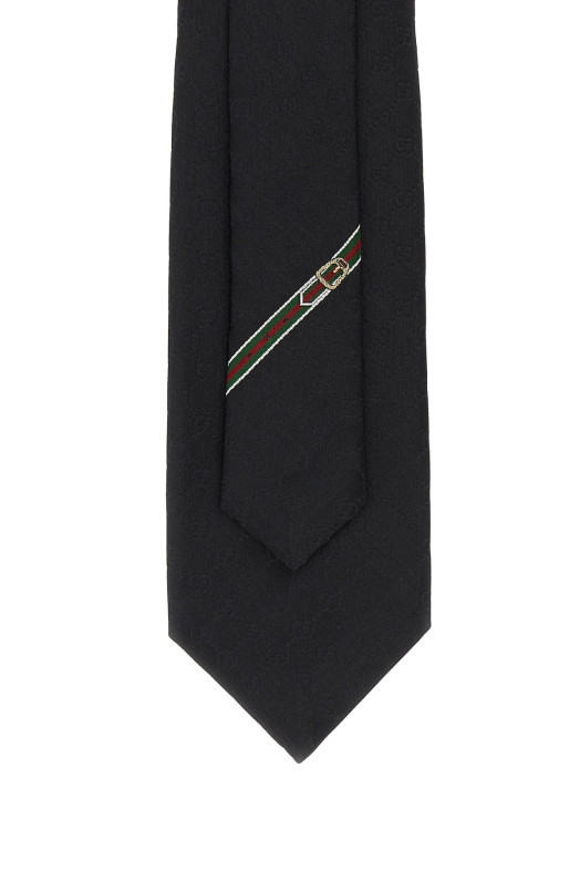 Черный шелковый галстук Black GUCCI (4565204B002)