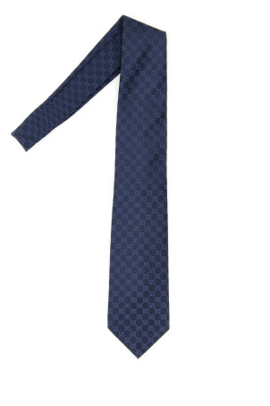 Темно-синий шелковый галстук GUCCI (4565204B002)