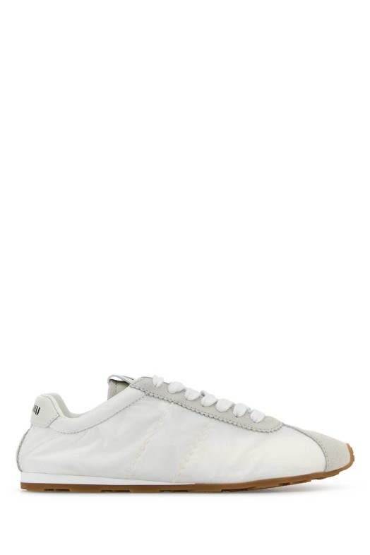 White fabric and suede sneakers Black MIU MIU (5E114EFD005D7C)