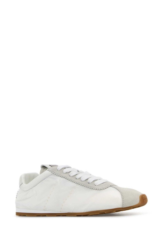 White fabric and suede sneakers Black MIU MIU (5E114EFD005D7C)