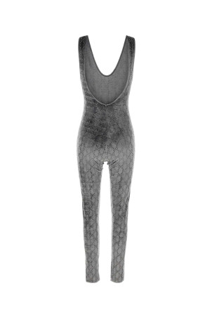 Dark grey stretch velvet jumpsuit GUCCI (850293XUANS)