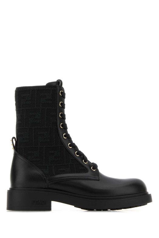 Black canvas and leather ankle boots FENDI (8T8857A379)