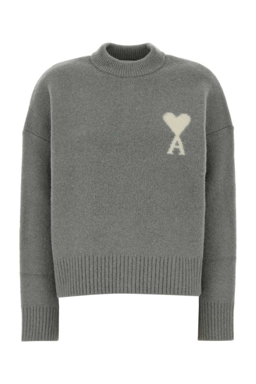 Grey stretch alpaca blend sweater AMI (UKS836KN0135)