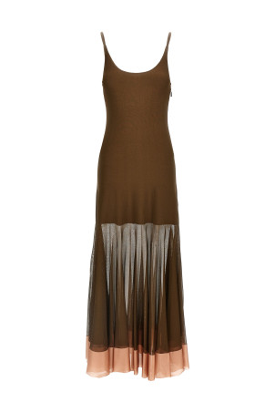 Вискозное платье коричневого цвета FENDI FZDD39AUHRF1RXA