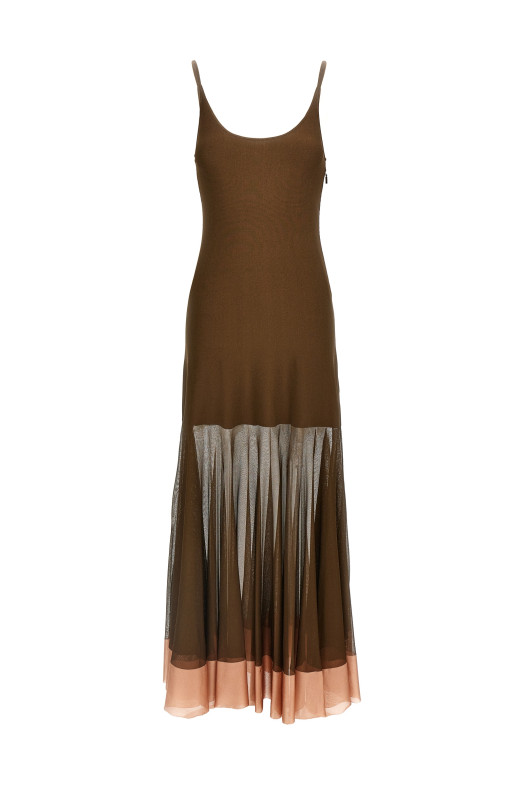 Вискозное платье коричневого цвета FENDI FZDD39AUHRF1RXA