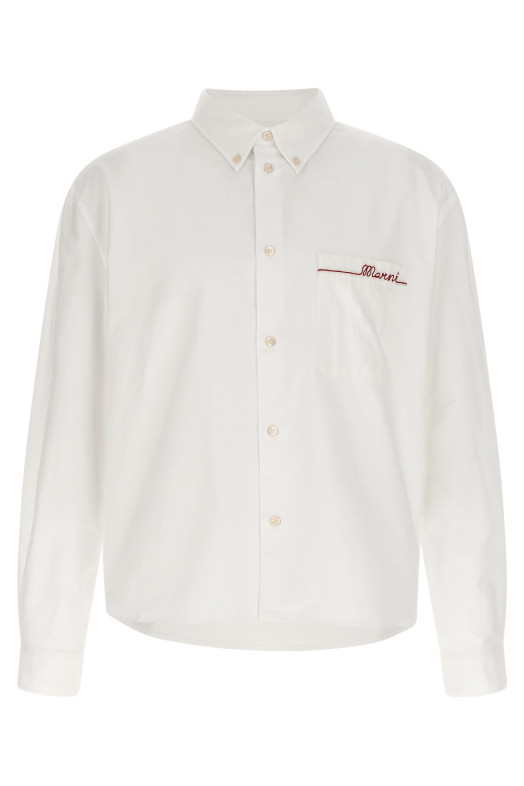 Рубашка с вышивкой Белая MARNI CUMU0366QSUTC56600W01