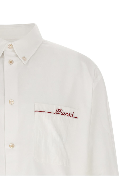 Рубашка с вышивкой Белая MARNI CUMU0366QSUTC56600W01