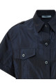 Укороченная рубашка из тафты Синяя PRADA P497ICSOOO120MF0008