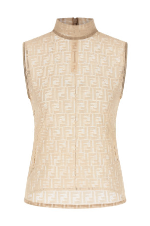 'FF' lace top Beige