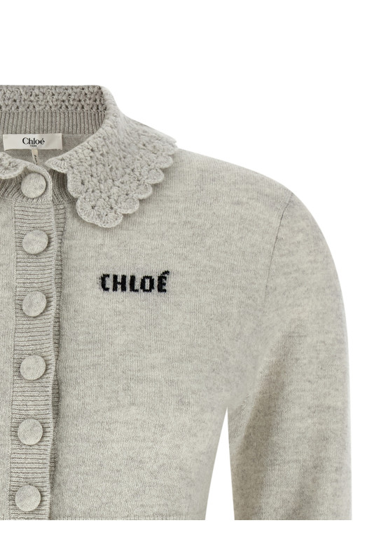 Collar cardigan Gray