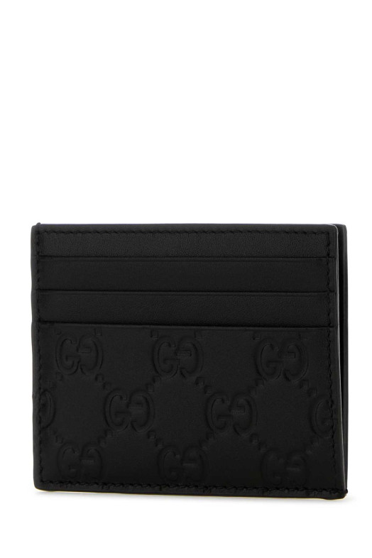 Black leather card holder Black GUCCI (850187AAFDV)