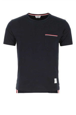 Midnight blue cotton t-shirt Black THOM BROWNE (MJS010A01454)