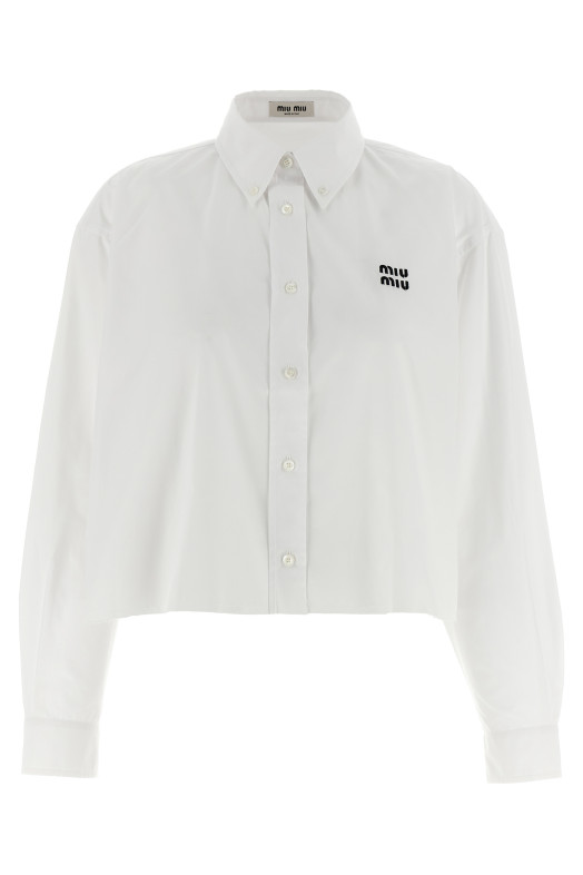 Рубашка из поплина Белая MIU MIU MK1659SOOO10RGF0009