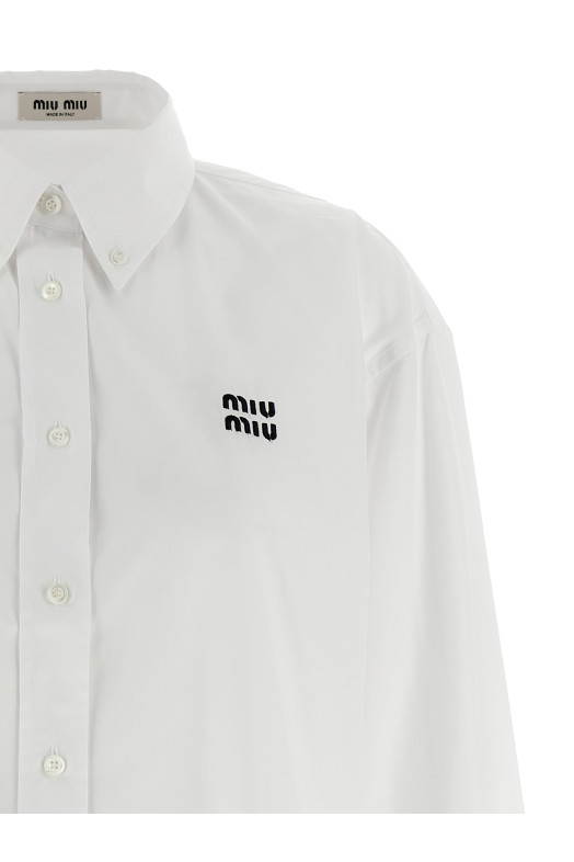Рубашка из поплина Белая MIU MIU MK1659SOOO10RGF0009