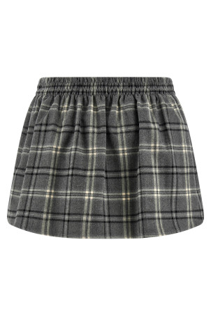 Check flannel skirt Gray