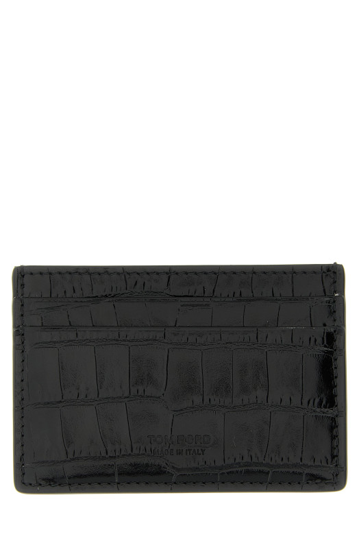 Crocodile card holder Black