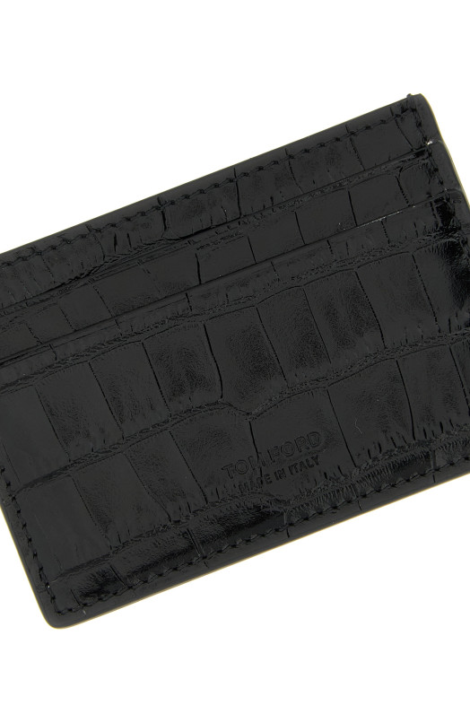 Crocodile card holder Black