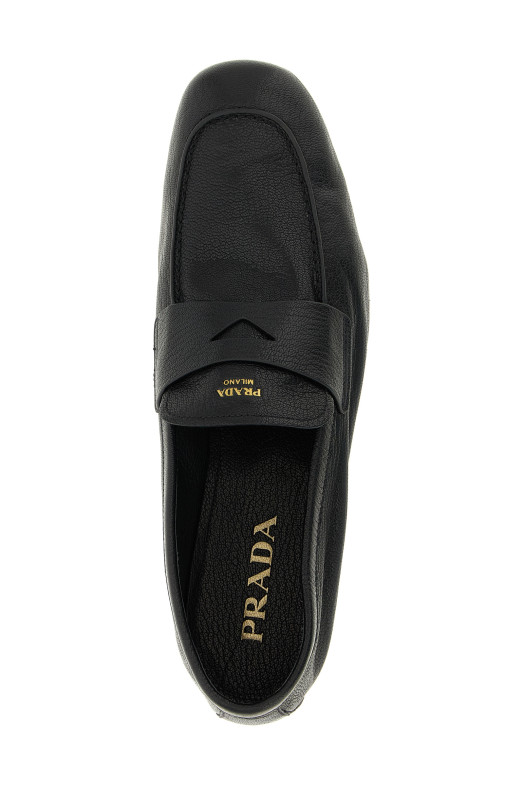 Кожаные мокасины Черный PRADA 2DF090FX0003ACMF0002
