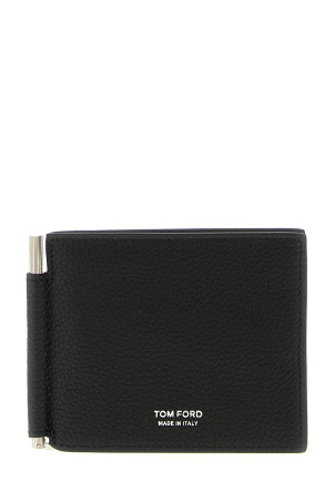 Hammered leather card holder Black