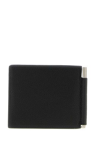 Hammered leather card holder Black