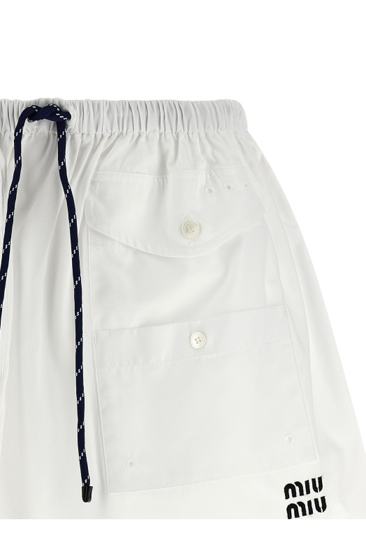 Юбка из поплина Белая MIU MIU MG2643SOOO10RGF0009
