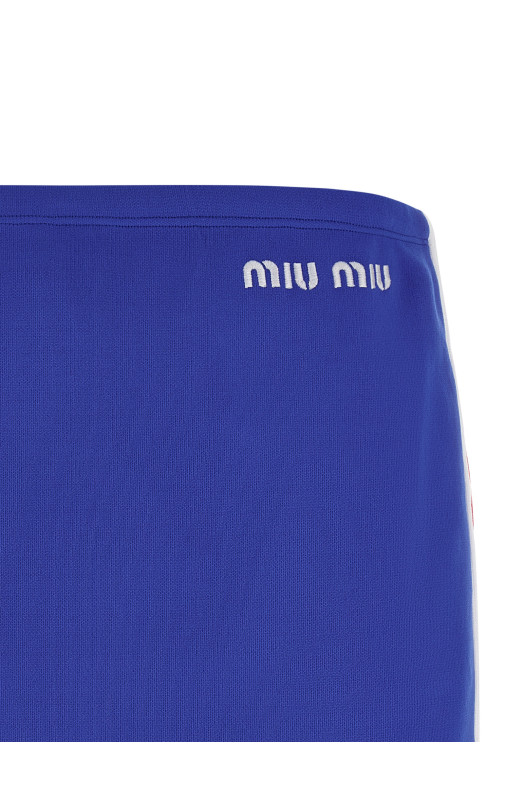 Logo embroidery skirt Blue