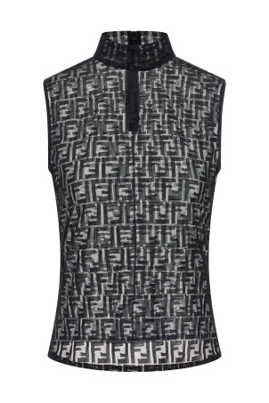 'FF' lace top Black