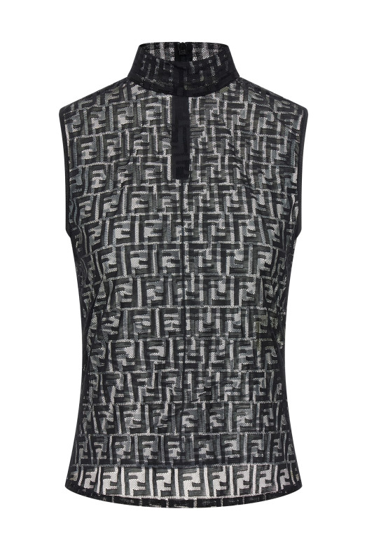 'FF' lace top Black