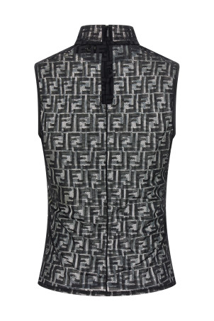 'FF' lace top Black