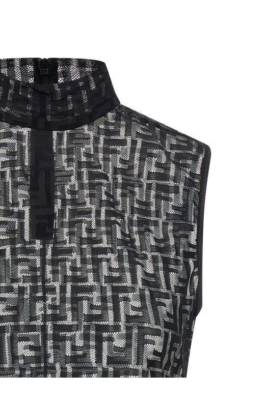 'FF' lace top Black