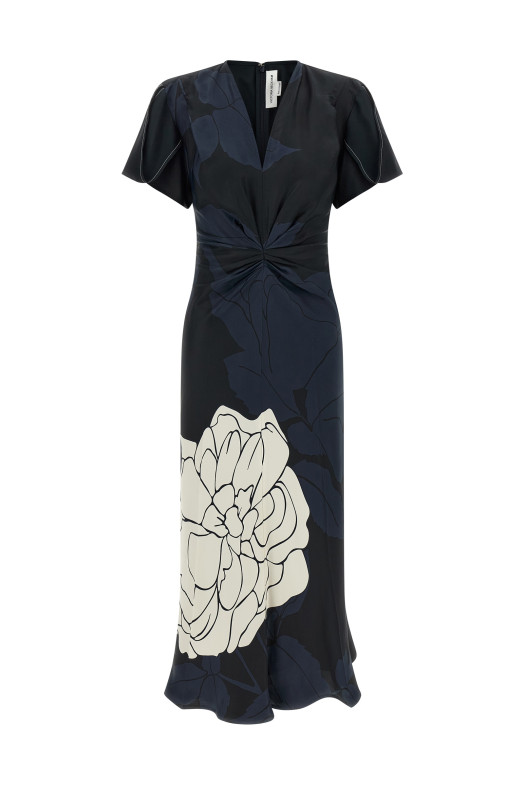 Миди-платье с V-образным вырезом «Gathered» Синее 1126WDR005195IDARKNAVYPALEROSE