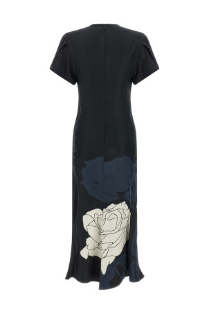 'Gathered V-Neck' midi dress Blue