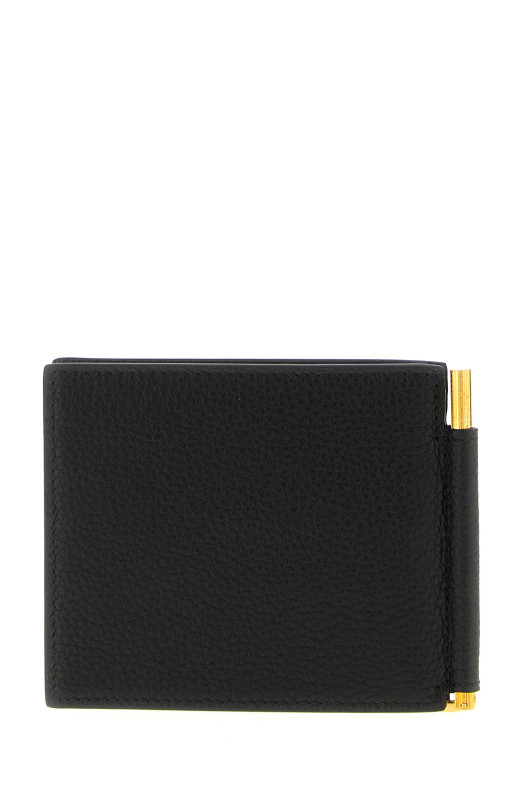 Hammered leather card holder Black