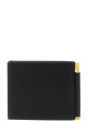 Hammered leather card holder Black
