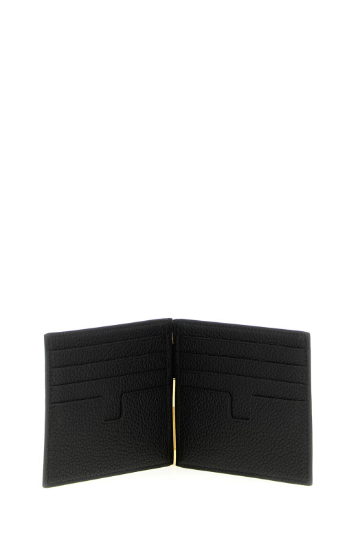Hammered leather card holder Black