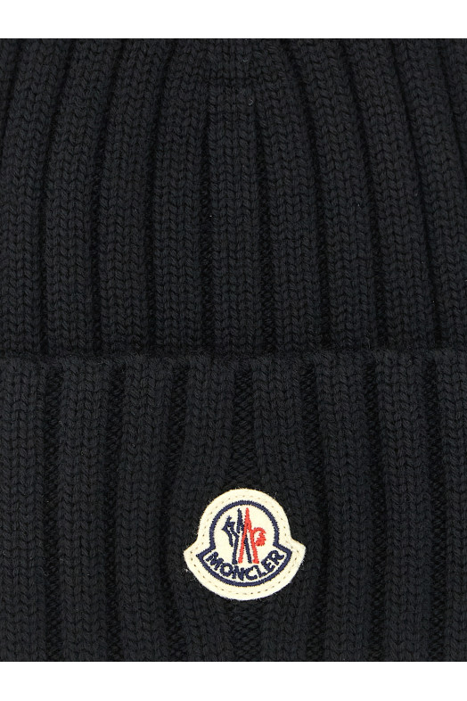 Logo patch beanie Black