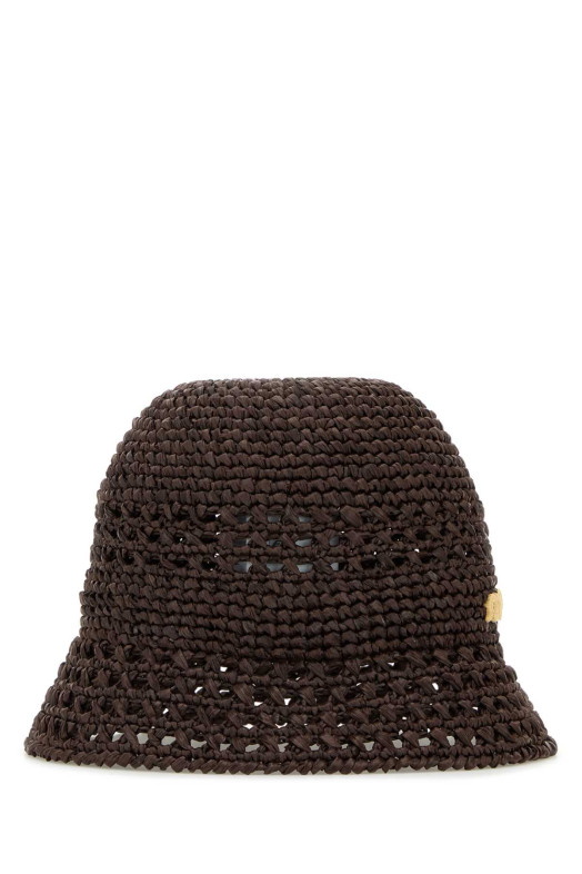Коричневая шляпа-ведро из рафии MIU MIU (5HC2872DO1)