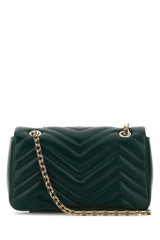 Темно-зеленая кожаная сумка GG Marmont через плечо GUCCI (837280AAE38)