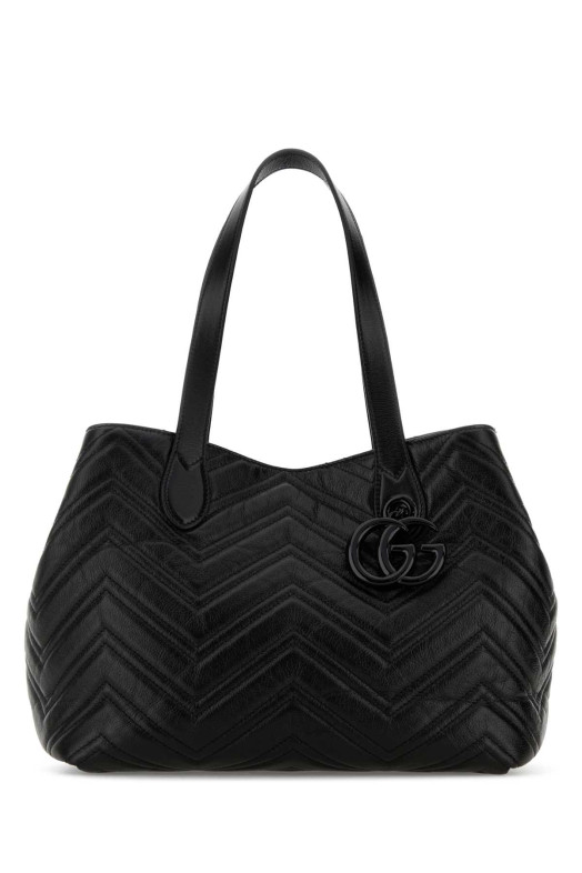 Черная кожаная сумка для покупок Black GUCCI (855279AAFS1)
