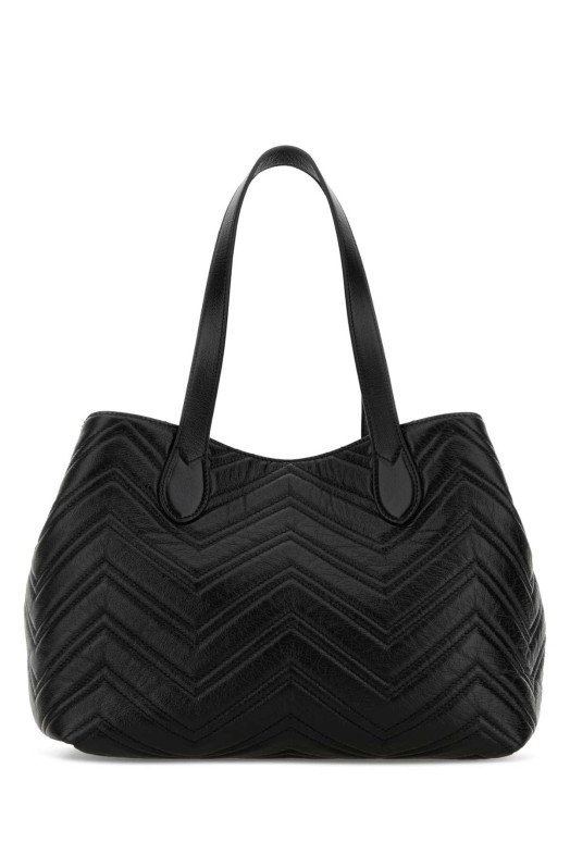 Черная кожаная сумка для покупок Black GUCCI (855279AAFS1)