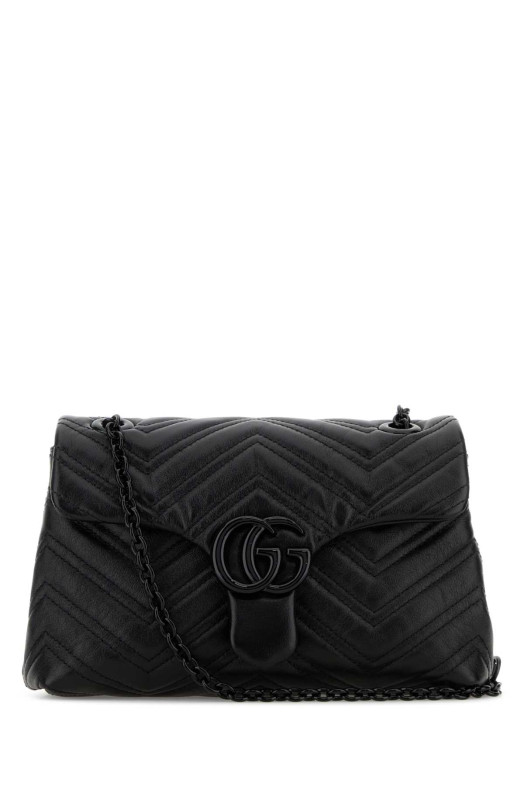Черная сумка через плечо GG Marmont из натуральной кожи наппа Черная GUCCI (855371AAFS1)