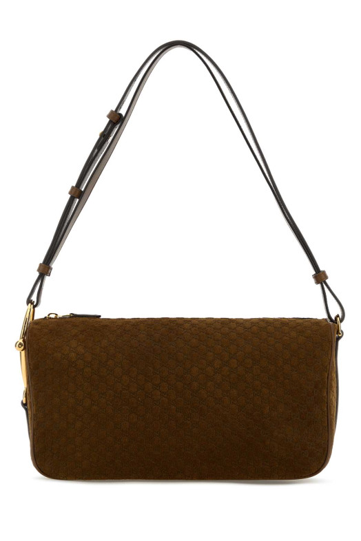 Caramel suede medium Gucci Half Horsebit shoulder bag GUCCI (860787AAEE7)
