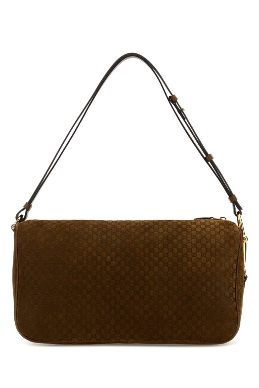 Карамельная замшевая сумка Gucci Half Horsebit через плечо (862530AAEE7)