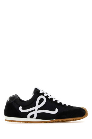 Black suede and nylon Flow Runner sneakers White/Black LOEWE (M816282XB3)