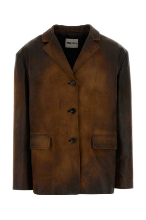 Brown leather blazer MIU MIU (MPG516SOOO18BT)