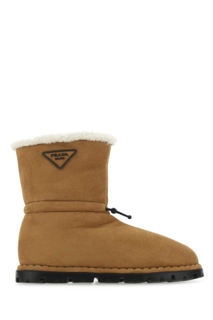 Camel shearling ankle boots PRADA (2UE021FA0001A6)