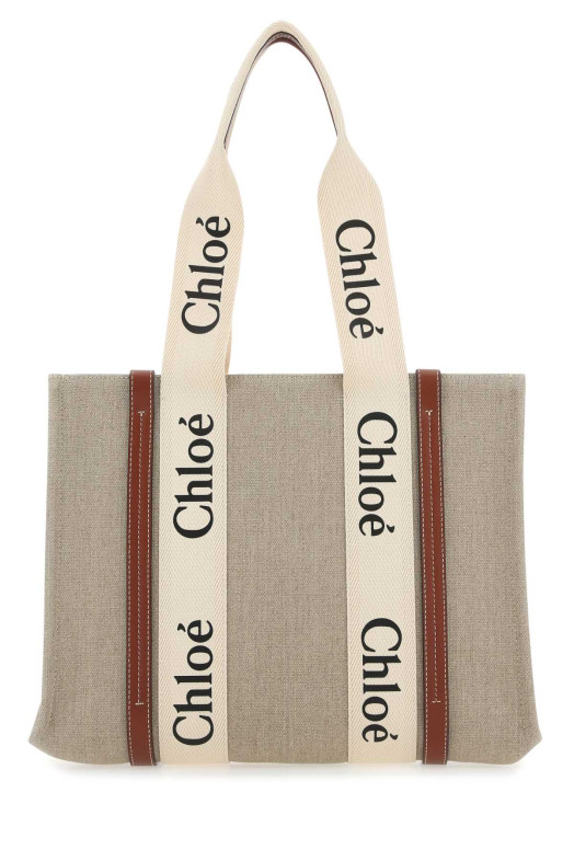 Многоцветная холщовая сумка среднего размера Woody CHLOE (CHC22AS383I26) CHLOÉ